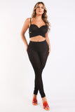 Casual Sports Strappy Sleeve Top & Leggings Set
