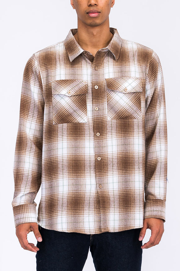 Long Sleeve Checkered Flannel Shirt