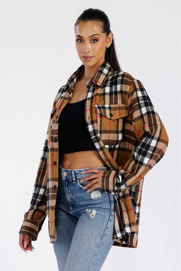 Boyfriend Oversized Soft Flannel Shacket Lime Milo