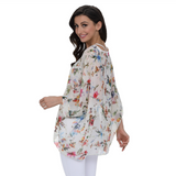 Floral Print Chiffon Tunic Top Yellow Pandora