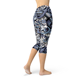 Women's Music Blue Capri Leggings