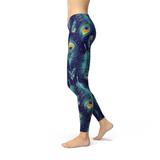 Women's Blue Peacock Feathers Leggings