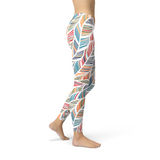 Women's Colorful Feather Fern Leggings