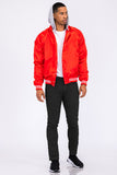 Satin Hooded Varsity Jacket Lime Milo