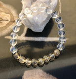 Citrine Rutilated & Crystal Quartz Stretch Bracelet! Genuine Crystals! Violet Chaos