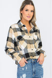 Oversize Boyfriend Plaid Checkered Flannel Lime Milo
