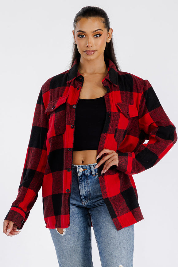 Boyfriend Oversized Soft Flannel Shacket Lime Milo