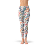 Women's Colorful Feather Fern Leggings