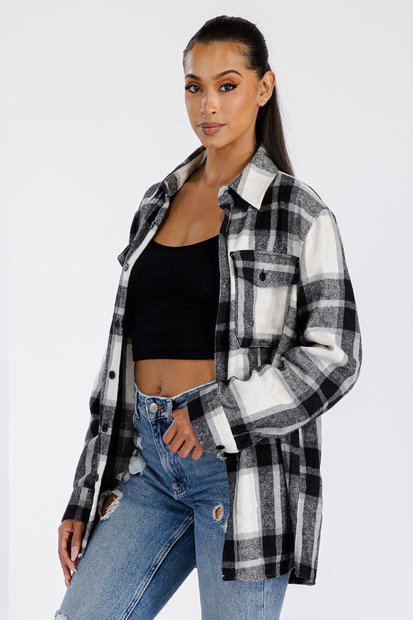 Boyfriend Oversized Soft Flannel Shacket Lime Milo