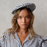 SIMONE Gingham Beret Hat In Black Cocoa Brunn