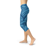 Women's Blue Maori Capri Leggings