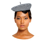 SIMONE Gingham Beret Hat In Black Cocoa Brunn