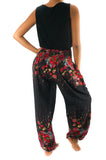 Black FLORAL Women's Harem Pants