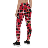 Women's Black Cat Silhouette on Red Leggings