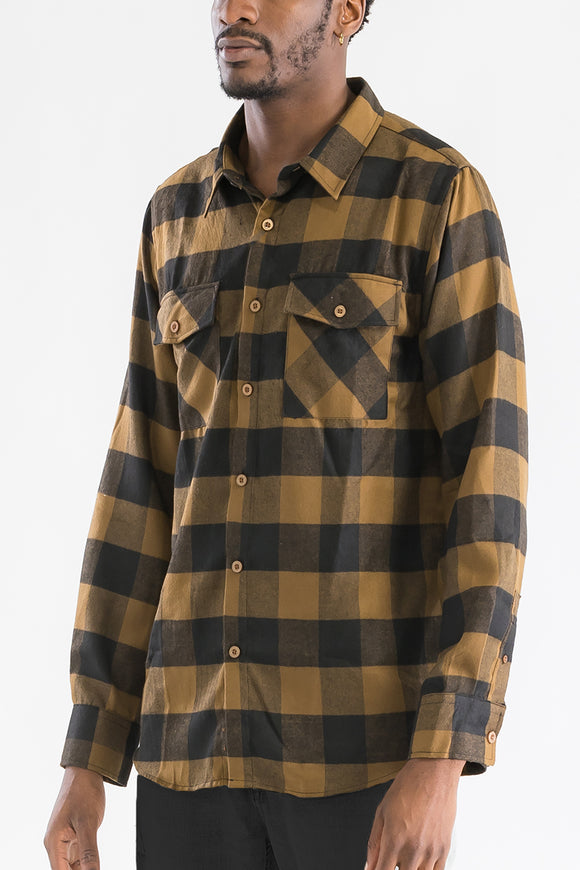 Long Sleeve Checkered Flannel Shirt