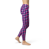 Women's Pink Purple Houndstooth Leggings