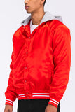 Satin Hooded Varsity Jacket Lime Milo