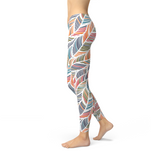 Women's Colorful Feather Fern Leggings