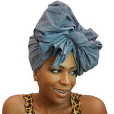Denim Chambray African Headwrap Amaranth Phanes