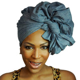 Denim Chambray African Headwrap Amaranth Phanes