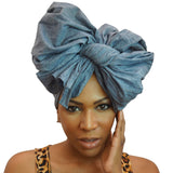 Denim Chambray African Headwrap Amaranth Phanes