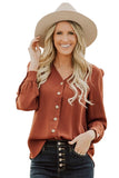 Khaki Button Up Puff Sleeve Shirt