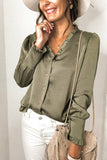 Frilled V Neckline Buttoned French Shirt