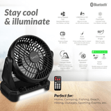Supersonic Solar-Powered BT Speaker with FM Radio LED Flashlight & Fan