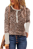 Camo Print Ribbed Sleeve Cuffs Top