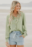 Khaki Button Up Puff Sleeve Shirt