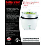 Better Chef 10-Cup - 20-Cup Cooked - Non-Stick Rice Cooker with Steame