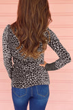 Camo Print Ribbed Sleeve Cuffs Top