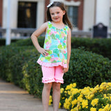 Ann Loren Girls Boutique Light Pink Cotton Knit Stretch Ruffle Shorts