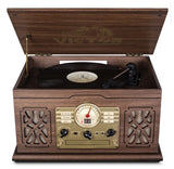Victor State 7-in-1 Wood Music Center with 3-Speed Turntable and Dual