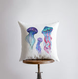 Blue Jelly Fish | Pillow Cover | Throw Pillow | Home Decor | Modern Maroon Abderus
