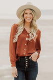 Khaki Button Up Puff Sleeve Shirt