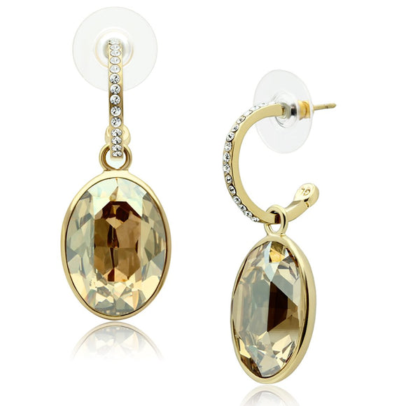 GL257 IP Gold(Ion Plating) Brass Earrings with Top