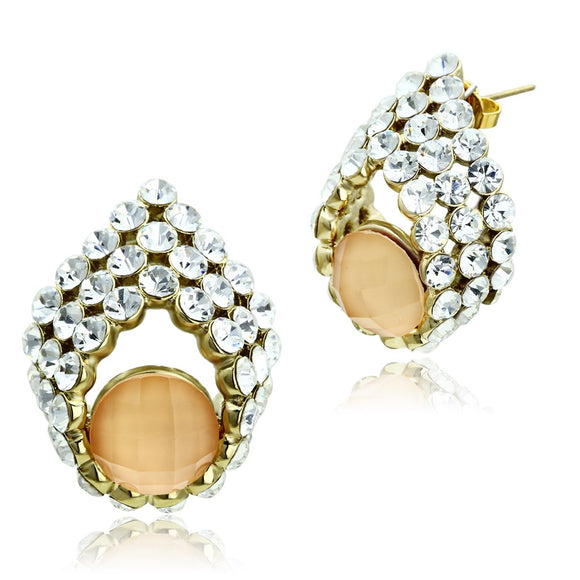 GL355 IP Gold(Ion Plating) Brass Earrings with