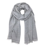 Gray Herringbone Cashmere Scarf Ariel