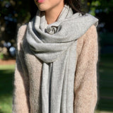 Gray Herringbone Cashmere Scarf Ariel