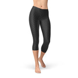 Women's Black Carbon Fiber Capri Leggings