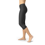 Women's Black Carbon Fiber Capri Leggings