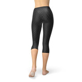 Women's Black Carbon Fiber Capri Leggings
