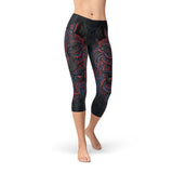 Women's Oriental Black Wolf Capri Leggings