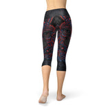 Women's Oriental Black Wolf Capri Leggings