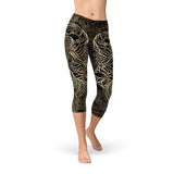 Women's Koi Fish Black Capri Leggings