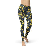 Women's Mermaid Leggings w/Dark Gray & Yellow Fish Scales Pattern
