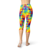 Women's Rainbow Houndstooth Capri Leggings