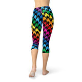 Women's Cat Houndstooth Capri Leggings