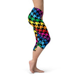 Women's Cat Houndstooth Capri Leggings